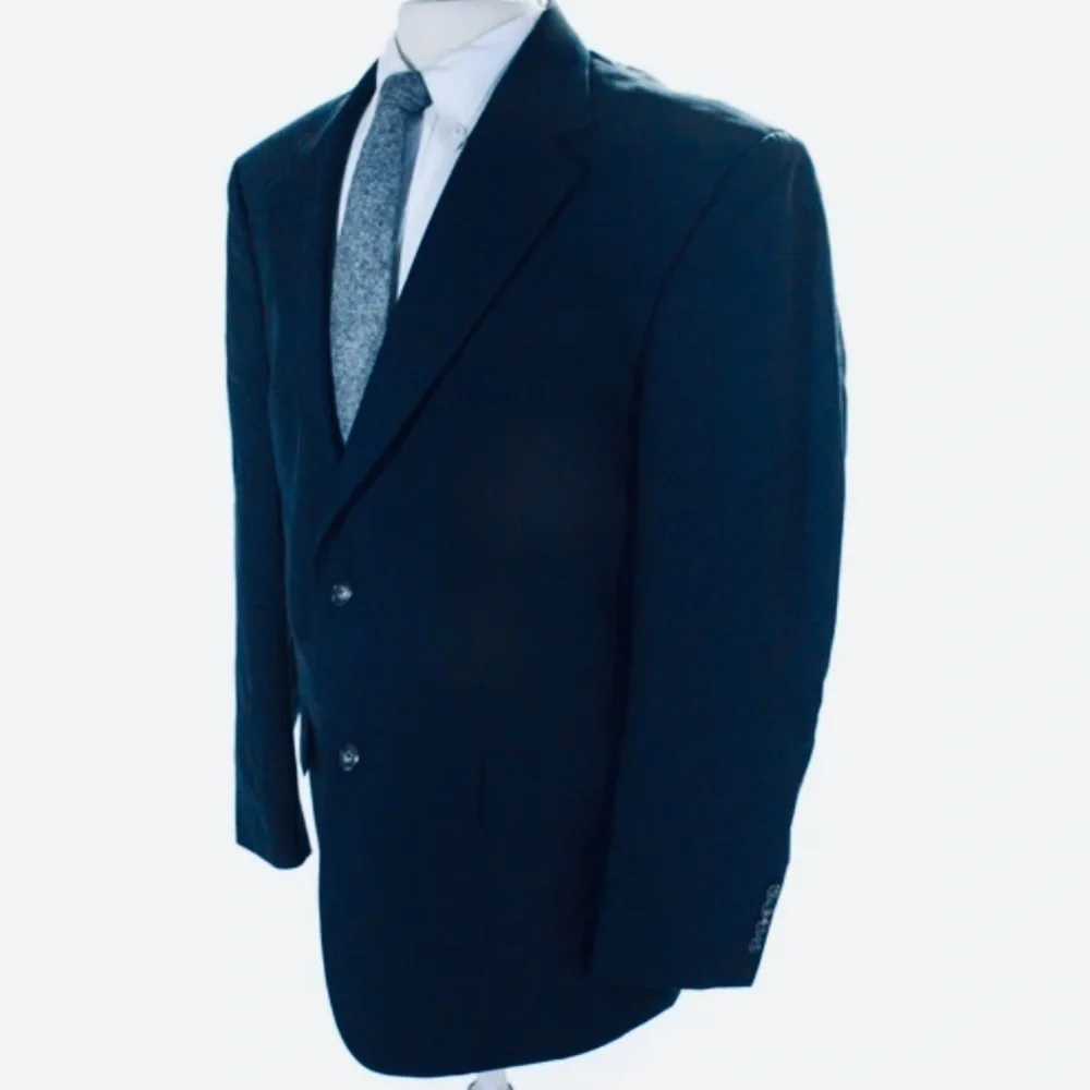 VERSINI Wool Darted Buttoned Collared Long Sleeve Blazer Navy EUR 38L